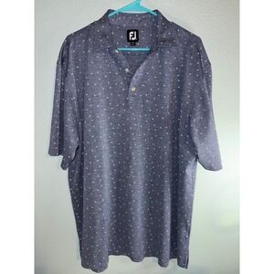 FootJoy Mens XL Golf Polo Shirt Navy Blue Purple Floral Print Naples Lakes CC